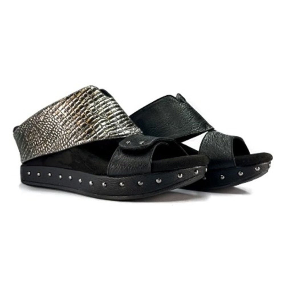 NEW Modzori reversible Argo 2 Black‎ flips to Silver sandals Size 8